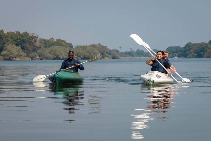 From Livingstone: Full or Half Day Canoe Safari - Getting comfortable in the canoe
