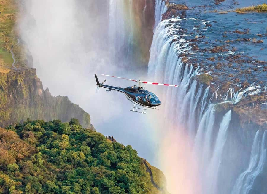 Victoria Falls: Helicopter Flight Aerial View of The Falls - Boarding the helicopter and choosing your view