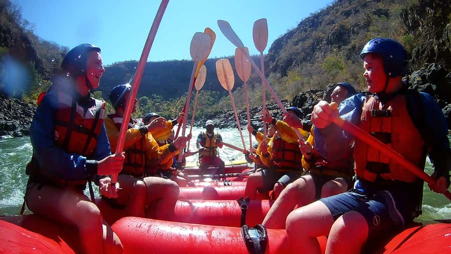 Zambezi River: Kid-Friendly Whitewater Rafting - Settling into the stern-mount raft